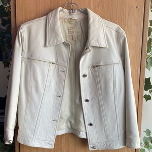 Vintage White Leather Jacket- Cache
